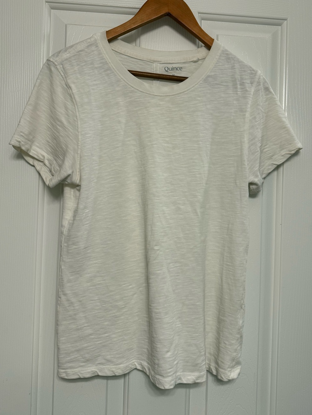 Quince White Organic Cotton Slub Crew Neck Tee Shirt Medium